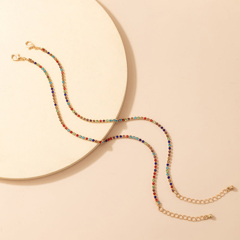 Simple Geometric Full Diamond Multi-layer Anklet