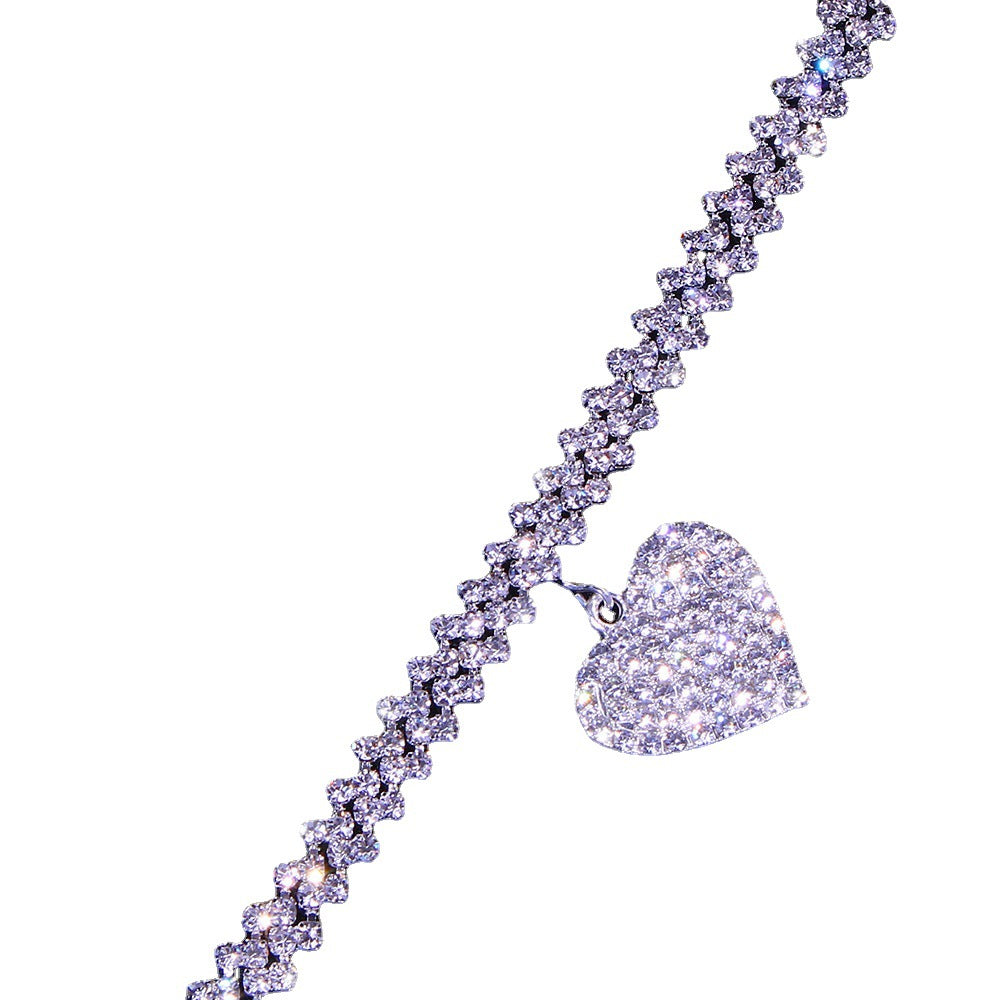 European And American Rhinestone Love Anklet Women's Accessories