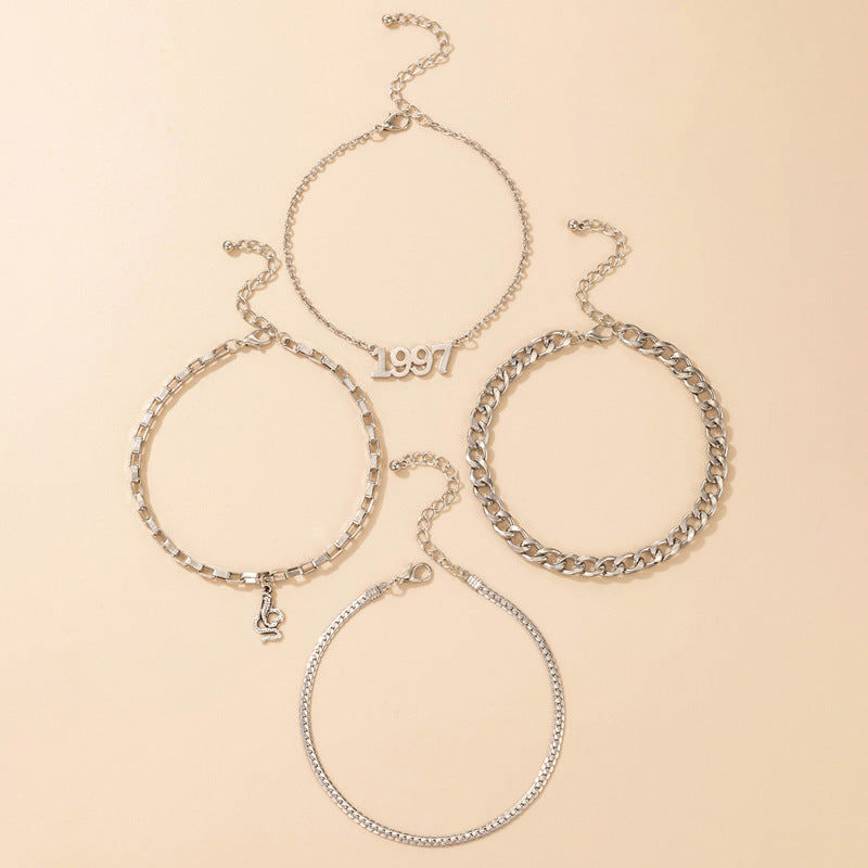 Women's Fashion Geometric Snake Anklet Set
