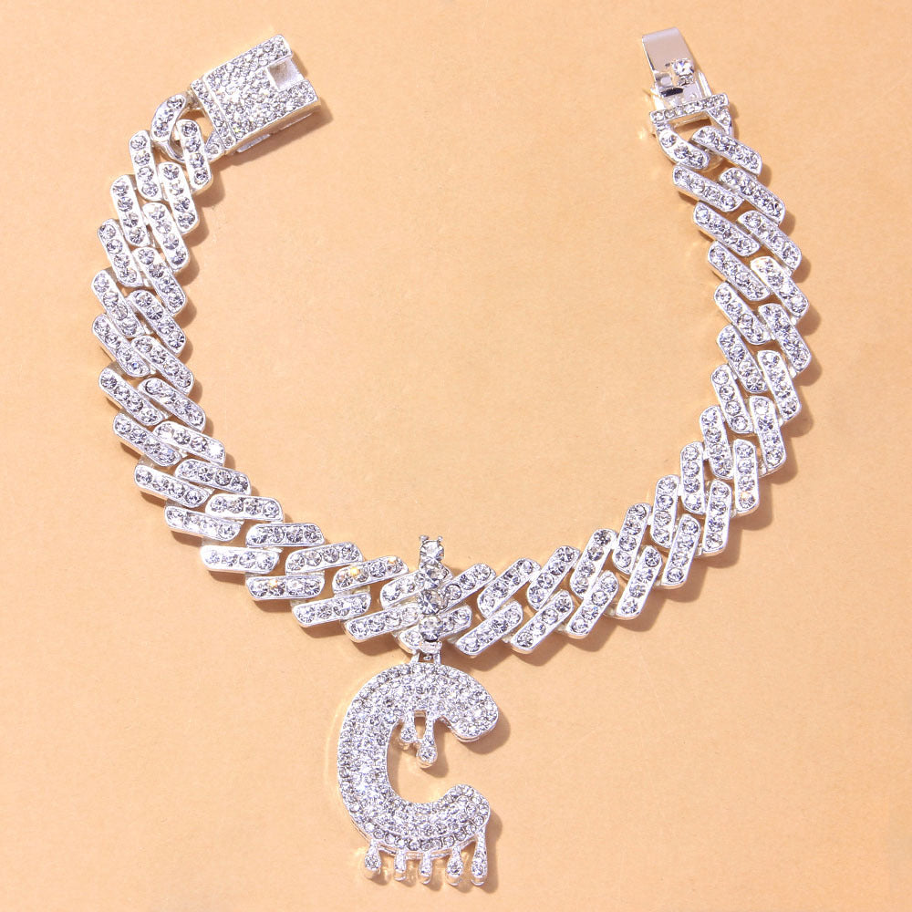 Water Drop Letter Anklet Personality Wild Square Cuba