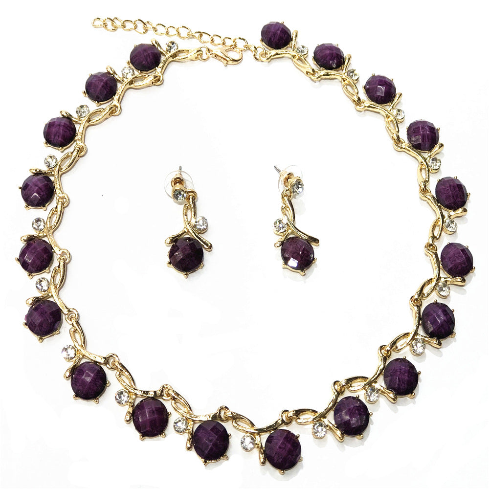 Alloy Diamond Multicolor Flower Resin Necklace And Earrings