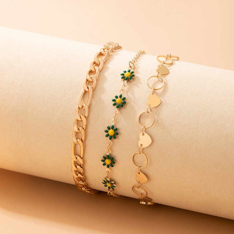 Simple Fashion Pastoral Style Jewelry Flower Love Anklet