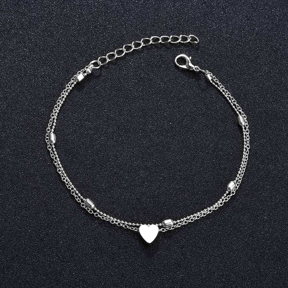 Women's Fashion Double Layer Love Beach Anklet