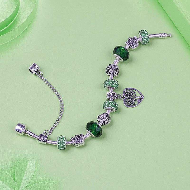 Green Pan Bracelet, Crystal Beaded All-match Lady
