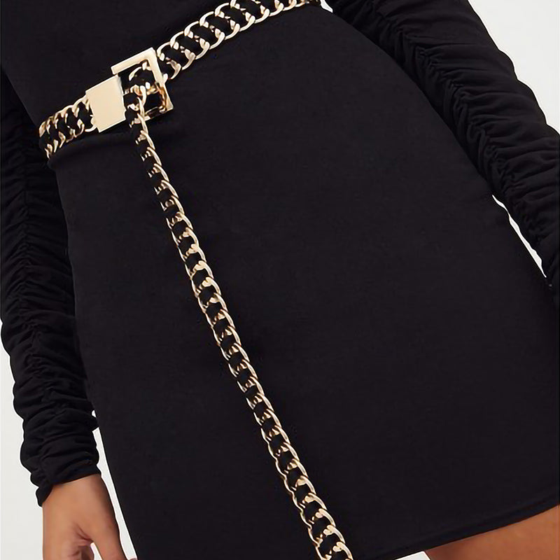 Korean version of fine style dress decoration belt female personality geometry sexy body chain adjustable needle buckle chain waist chain