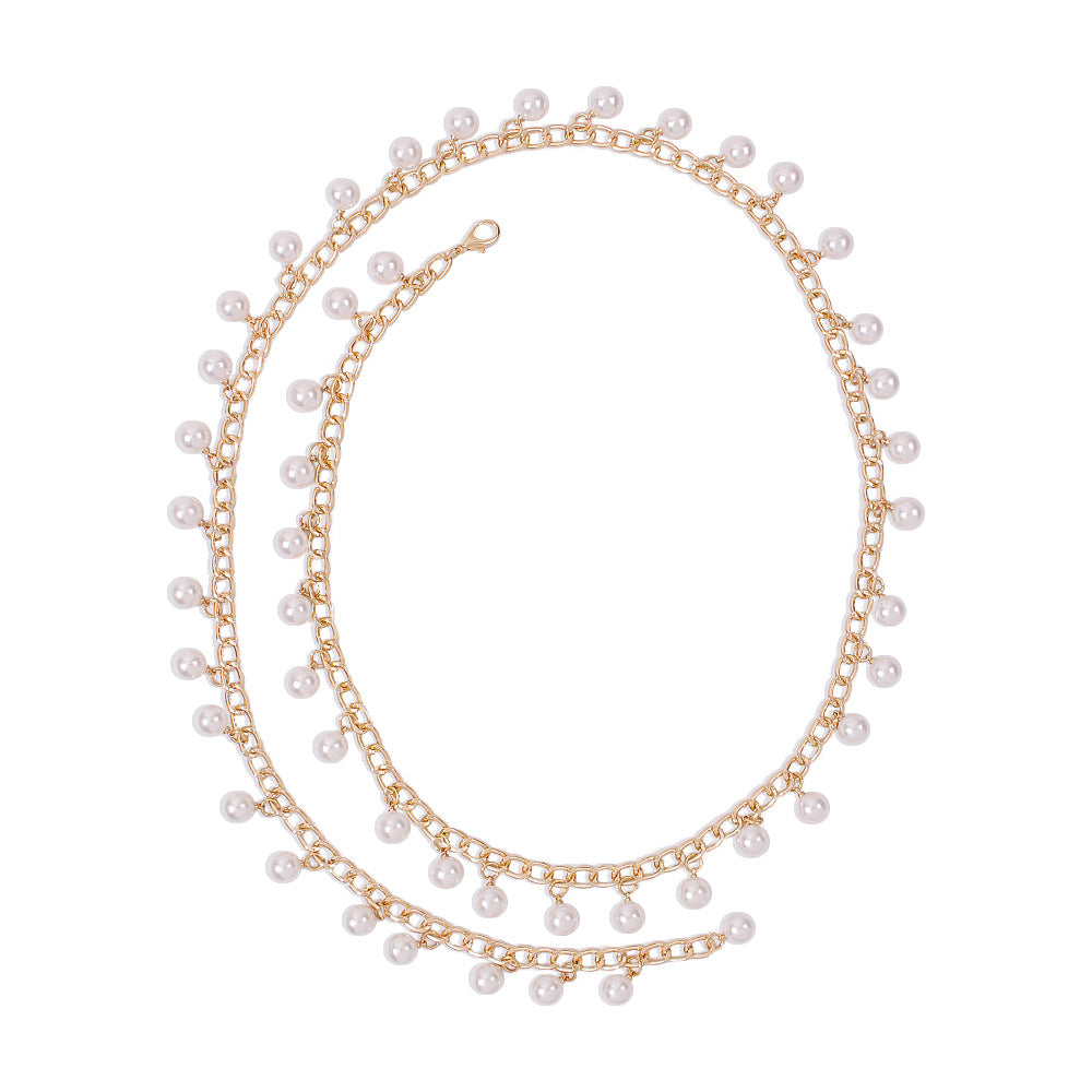 Metal Imitation Pearl Waist Chain Fashionable Simple Chain Waist