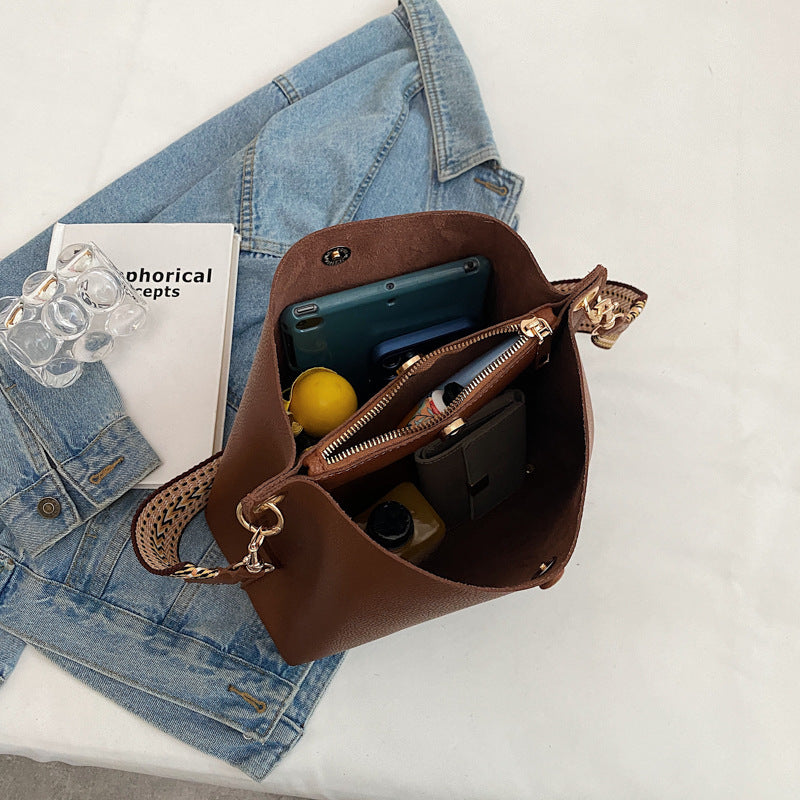Women's Fashion Literary Vintage Bucket Shoulder Bag