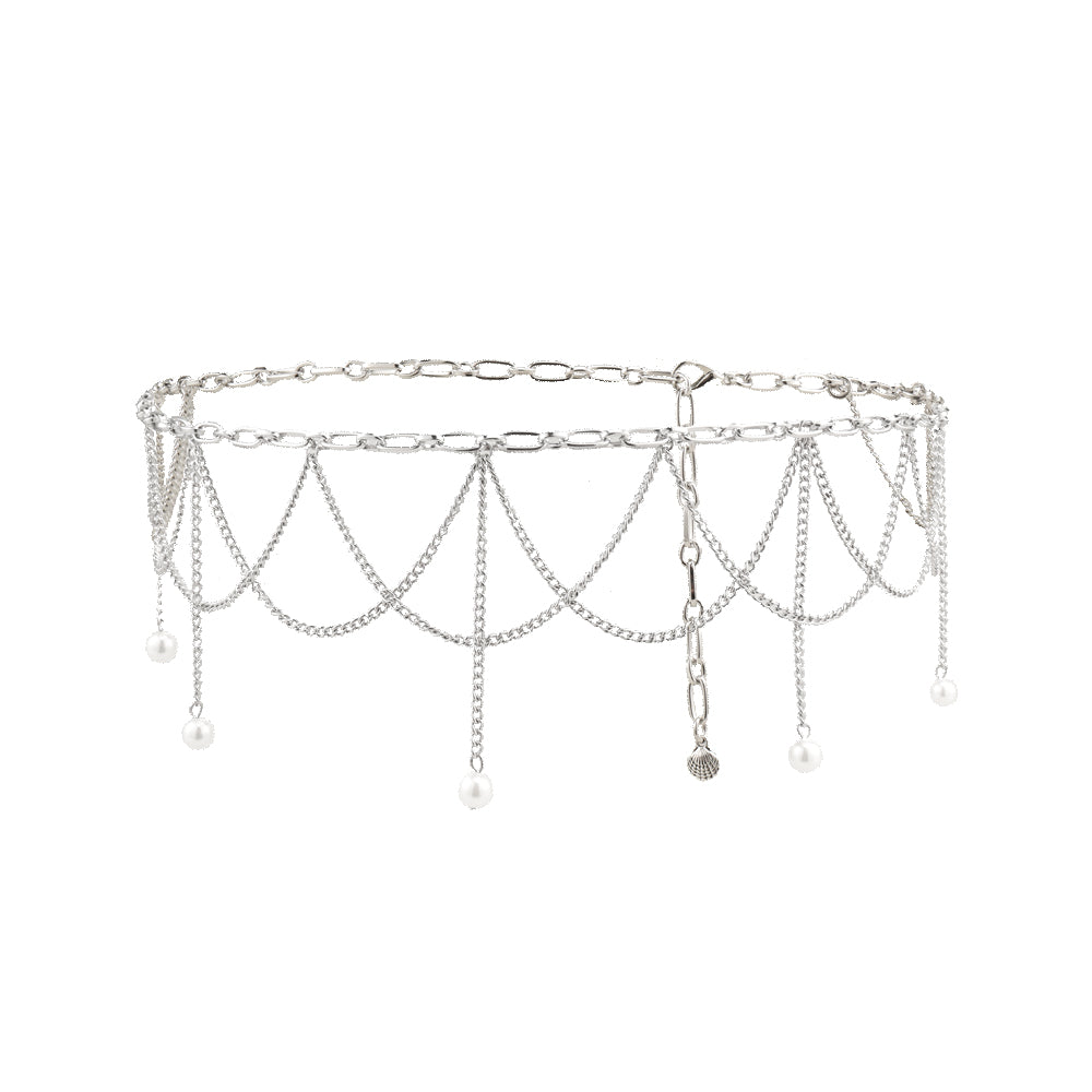 Waist Chain Pearl Pendant Wavy Fringe Body Chain Banquet Party Fashion Versatile Dress Accessories