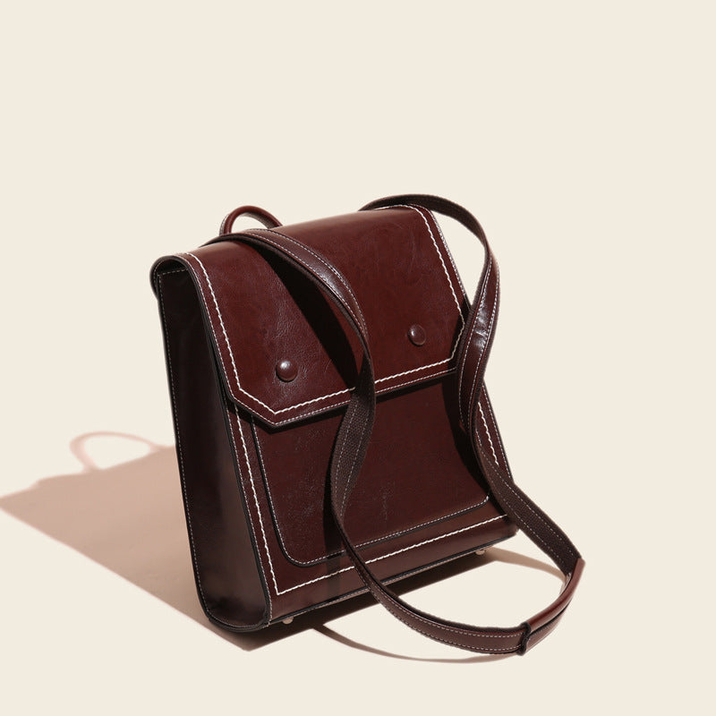 Women's Fashion Oil Wax Cowhide Shoulder Bag