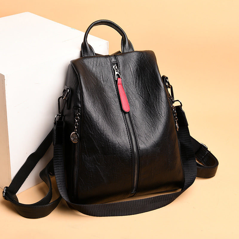 Large-capacity casual cowhide backpack