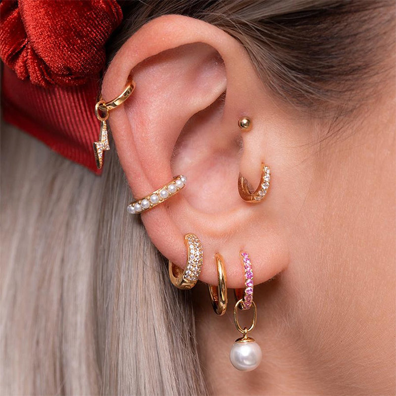 14K gold pearl earrings without pierced ear clips