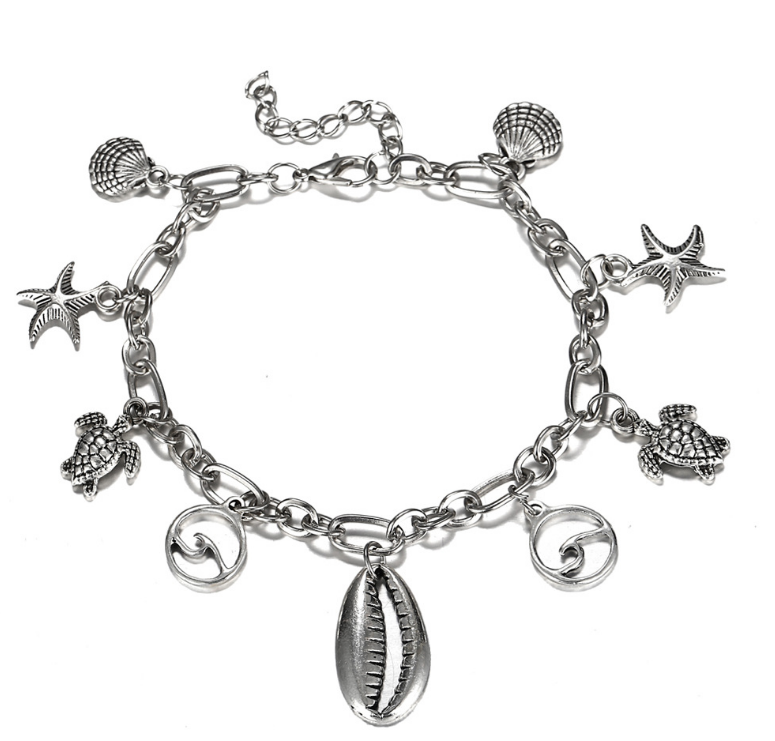 Boho Wave Turtle Pendant Anklet Bracelets for Women, Shell Anklet Bracelets, Leg Bohemian Foot Ocean Jewelry