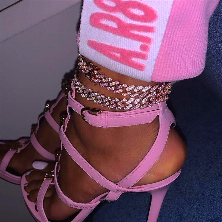 Trend all-match single row full drill anklet