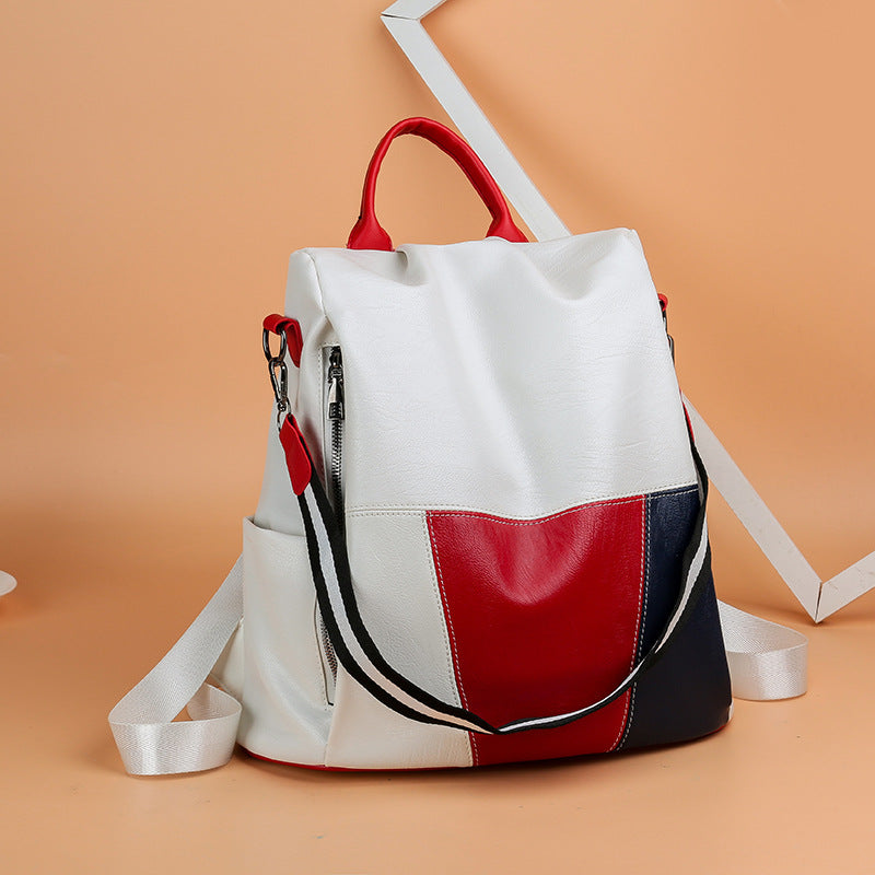Contrast soft leather backpack