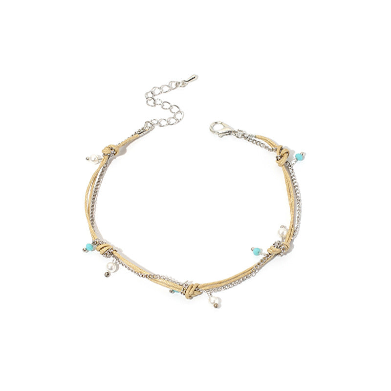 Geometric round beads sexy anklet