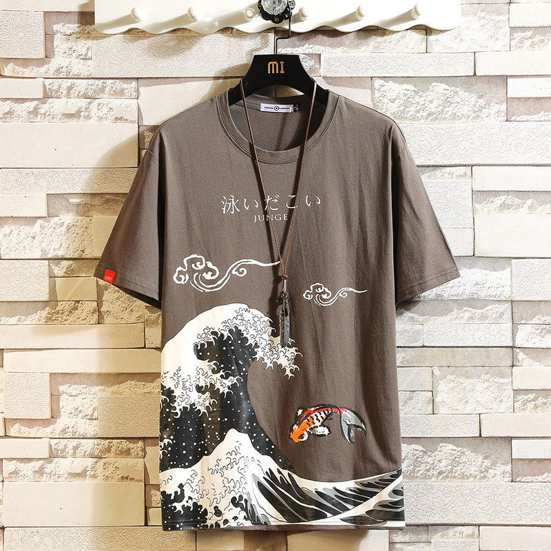 Men's casual printed large size short sleeves