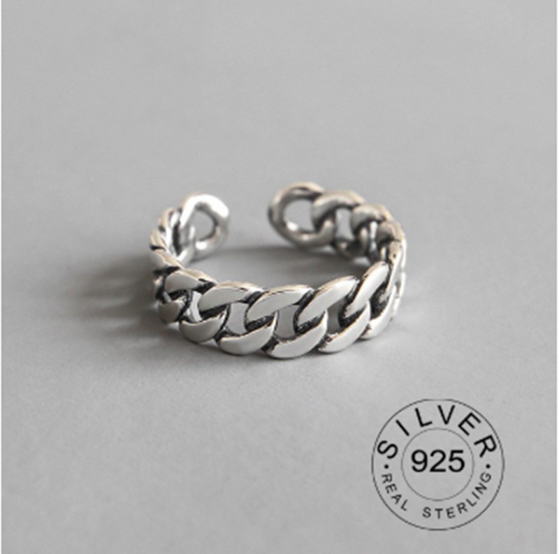 Vintage Silver Color Metal Punk Letter Rings Design