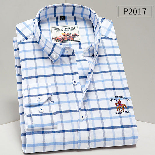 Mens Young And Middle Aged Pure Cotton Business Casual Oxford Shirt