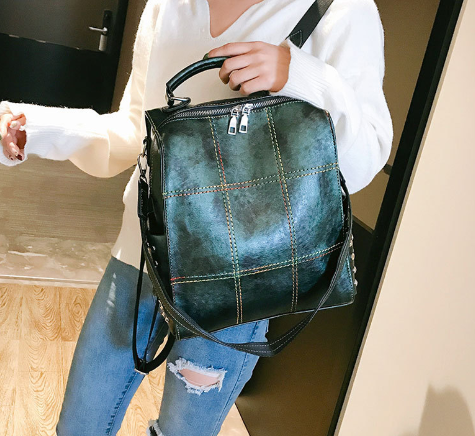 Retro soft leather backpack handbag