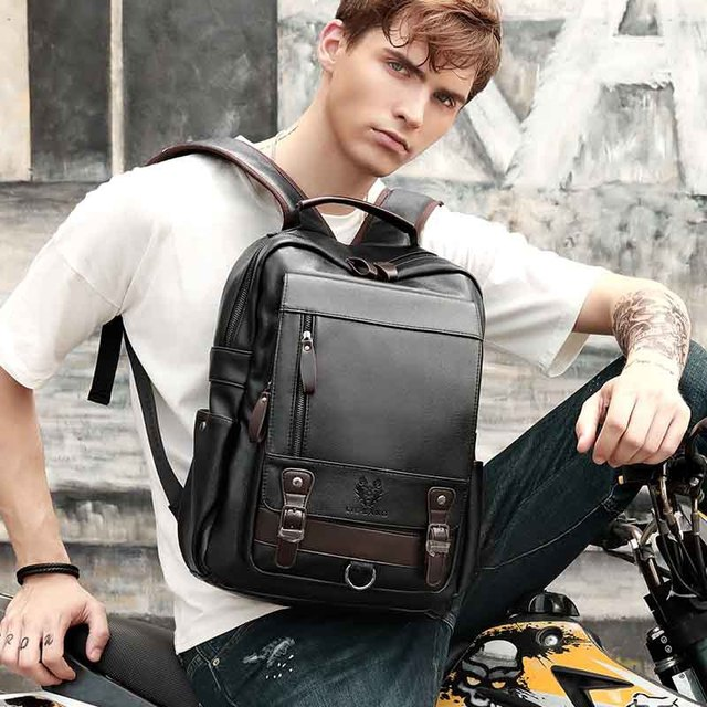 Men's Travel Leather Computer Backpack