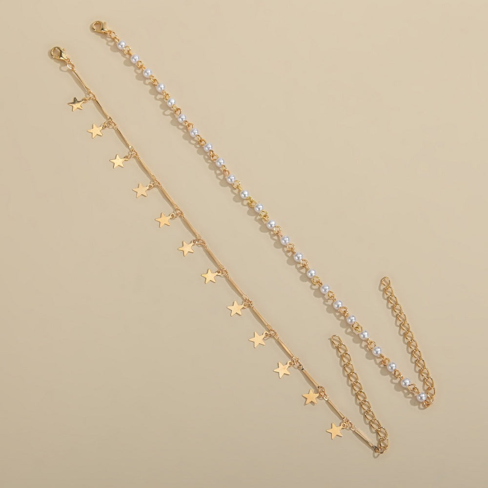 Metal five-pointed star anklet