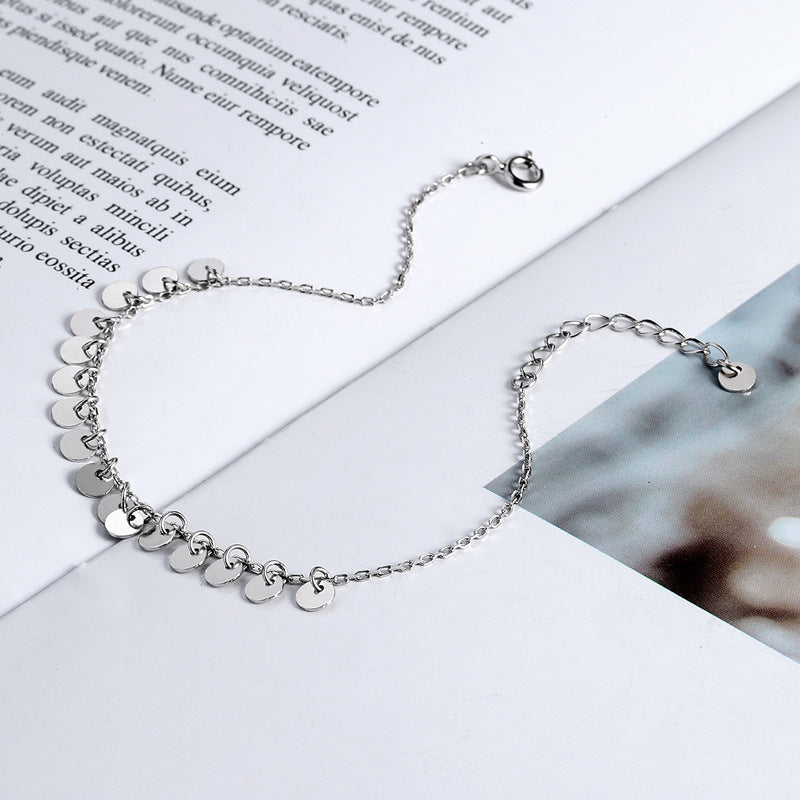 Geometric disc tassel female anklet