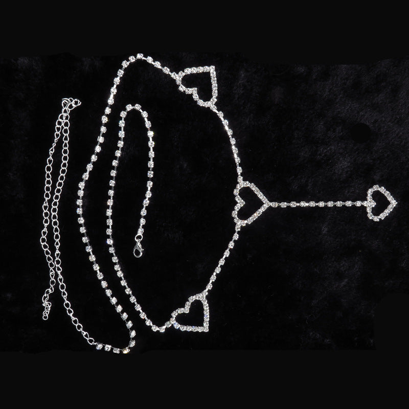 New 90s Vintage Drill Heart Waist Chain Cute Bling Bling Night Club Disco Belt