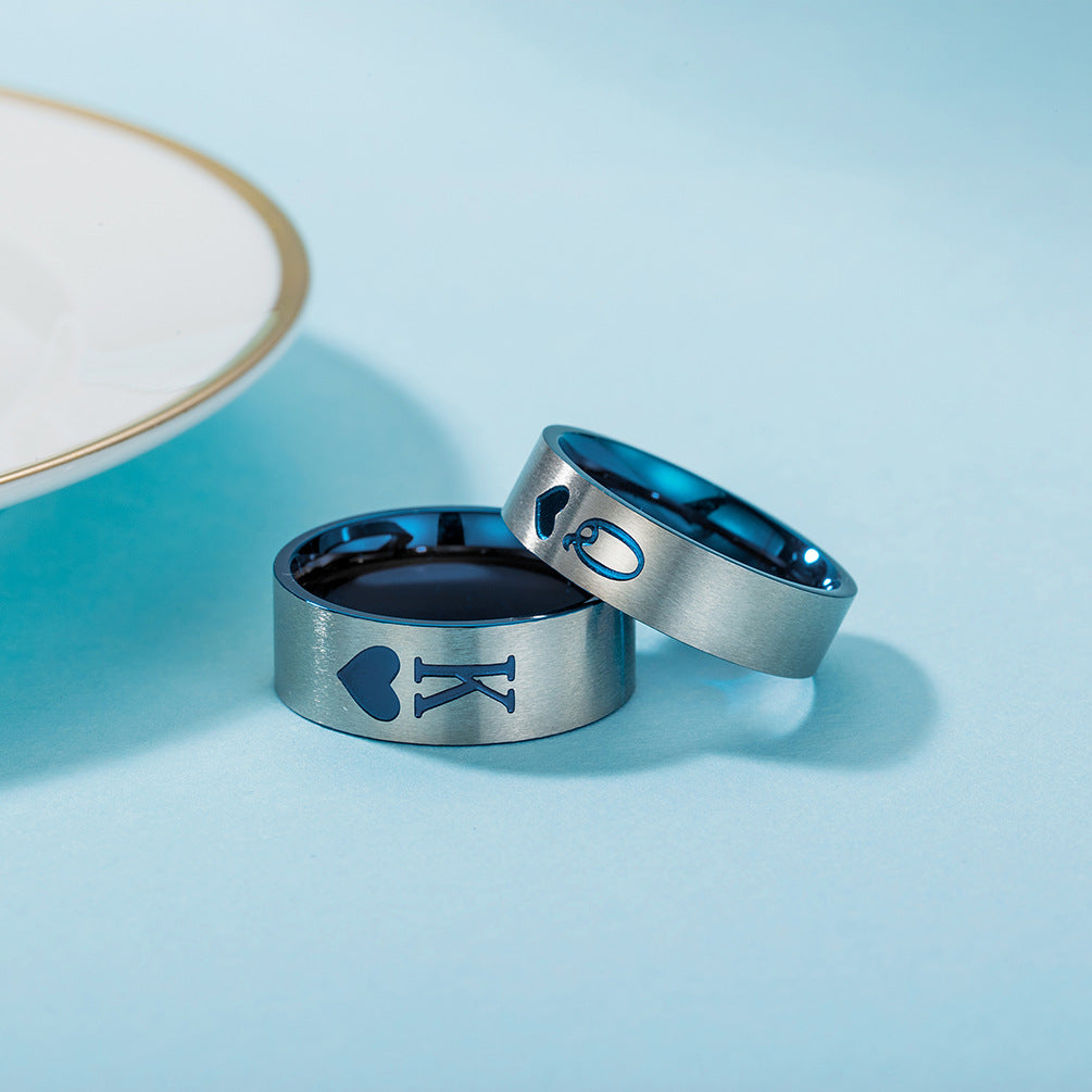 Queen And Queen Couple Electroplating Titanium Steel Rings