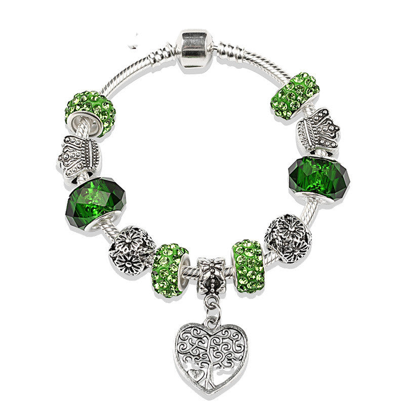 Green Pan Bracelet, Crystal Beaded All-match Lady