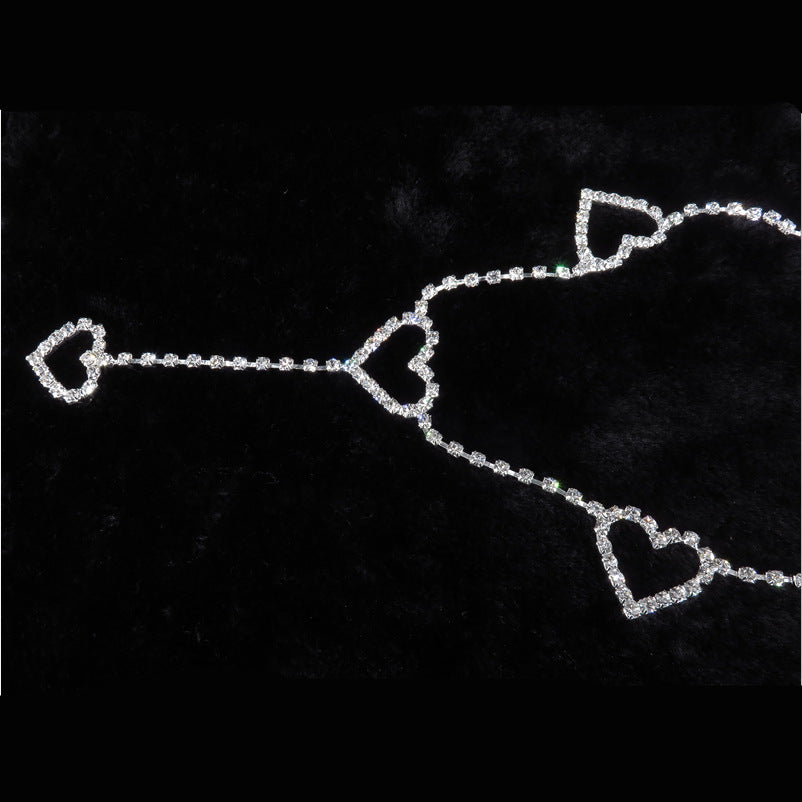New 90s Vintage Drill Heart Waist Chain Cute Bling Bling Night Club Disco Belt