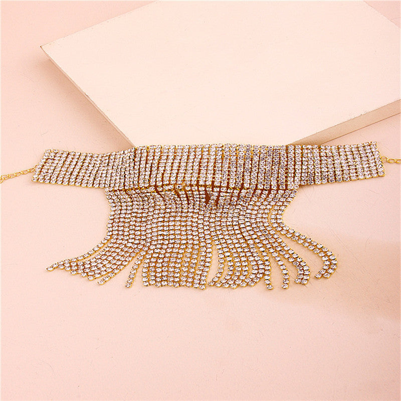 Rhinestone Tassel Anklet Luxury Shiny Row Of Diamonds