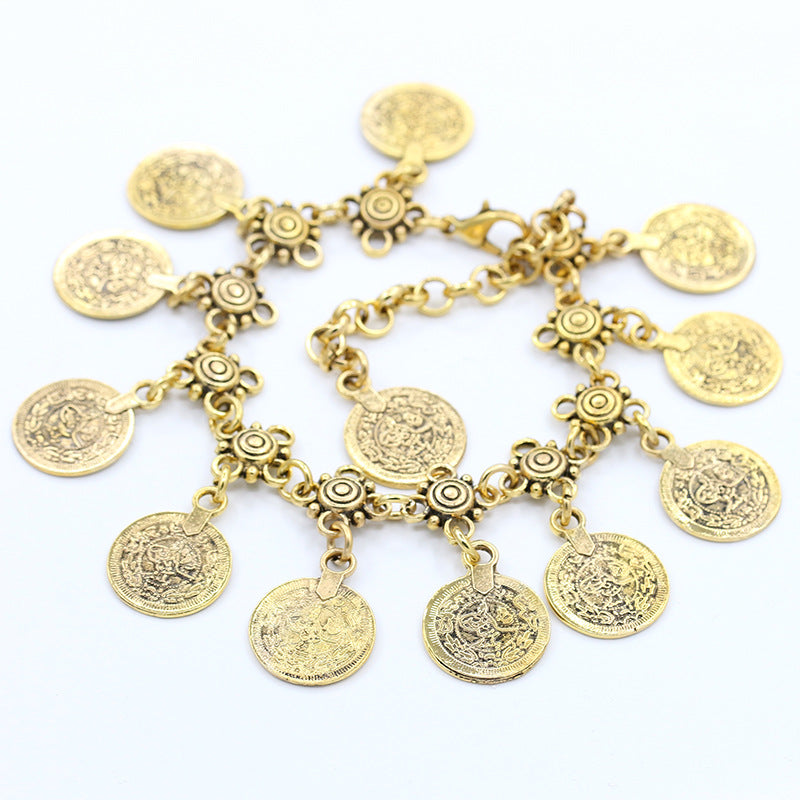 Retro StyleMmetal Coin Tassel Anklet Europe And America