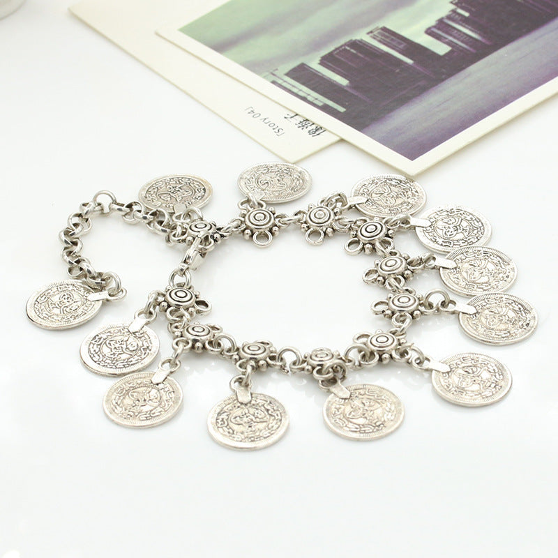 Retro StyleMmetal Coin Tassel Anklet Europe And America
