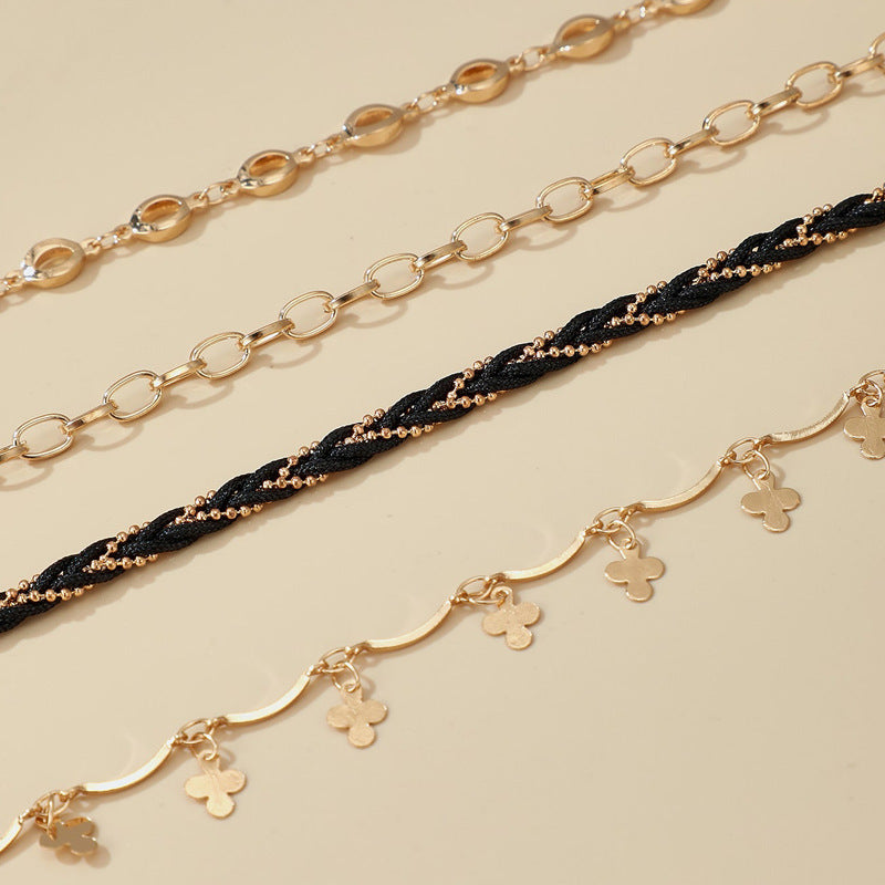 European And American Personality Thick Chain Flower Anklet