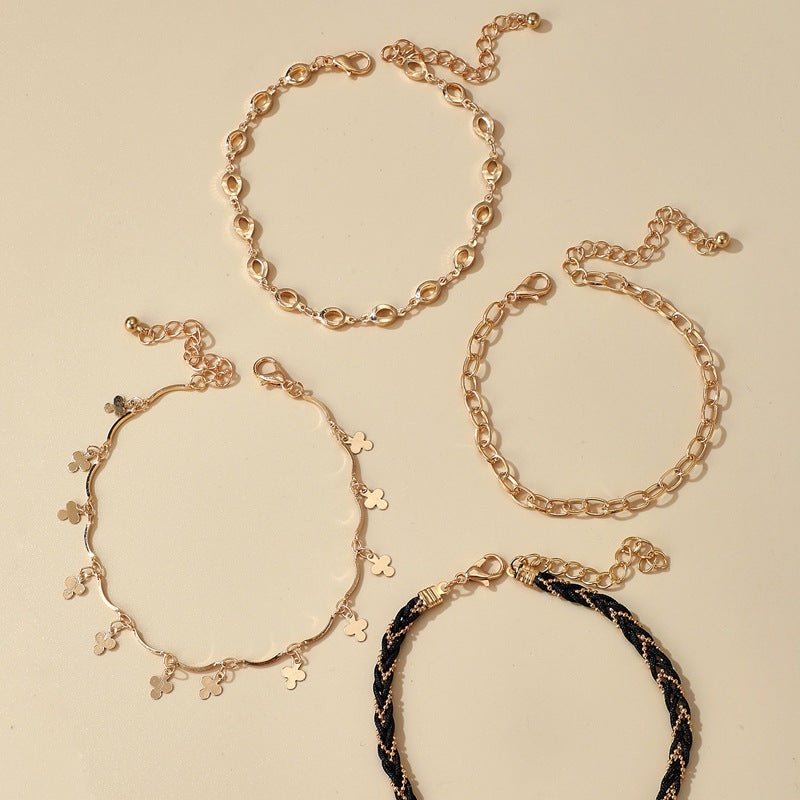 European And American Personality Thick Chain Flower Anklet