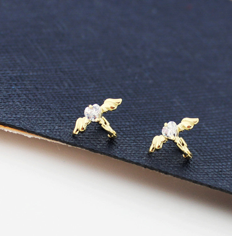 Gold Ear Buckle Angel Wings Pure Gold Ear Bone Buckle Ear Ring Female