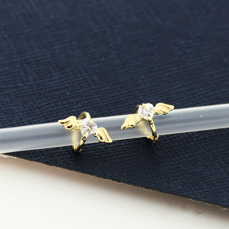 Gold Ear Buckle Angel Wings Pure Gold Ear Bone Buckle Ear Ring Female