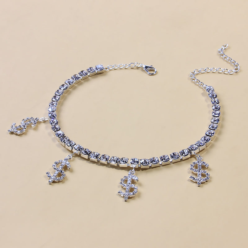 Stainless Steel Creative All-match Shiny Rhinestone Anklet