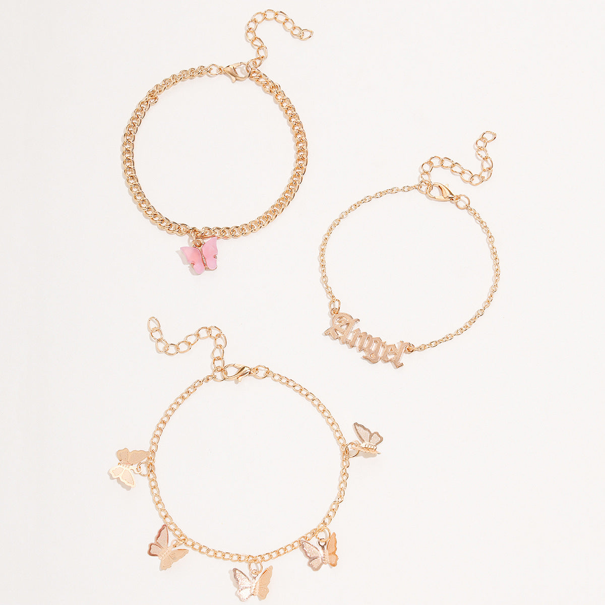 European And American Simple Flower Butterfly Tassel Anklet
