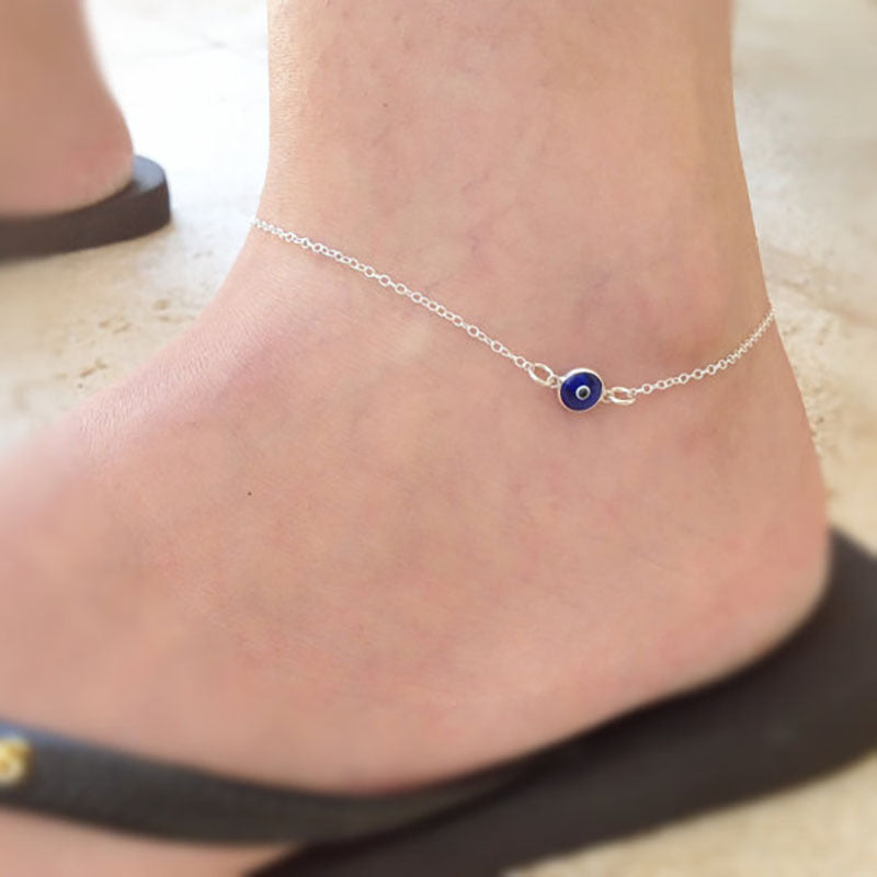 Ladies Evil Eye Alloy Plating Simple Anklet