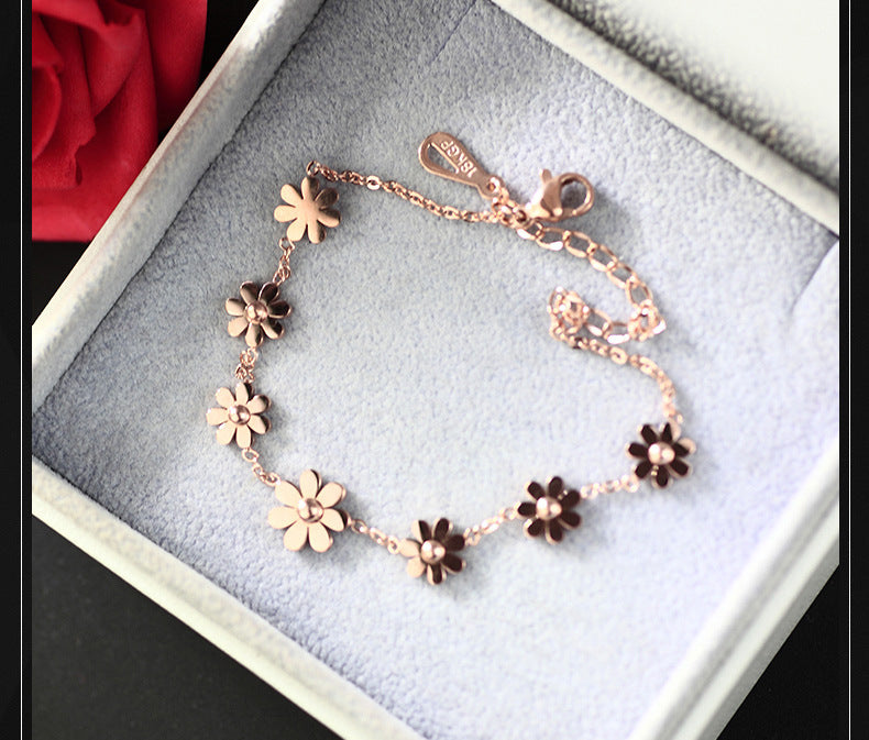 Fashion Small Fresh Daisy Flower Anklet Simple Temperament All-match Titanium Steel Anklet Women
