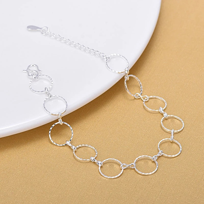 Korean Version Of Geometric Silver Bracelet, Circle Necklace Bracelet, Simple And Round Anklet