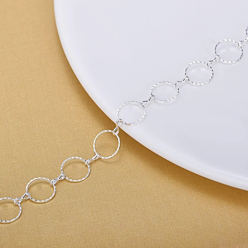 Korean Version Of Geometric Silver Bracelet, Circle Necklace Bracelet, Simple And Round Anklet