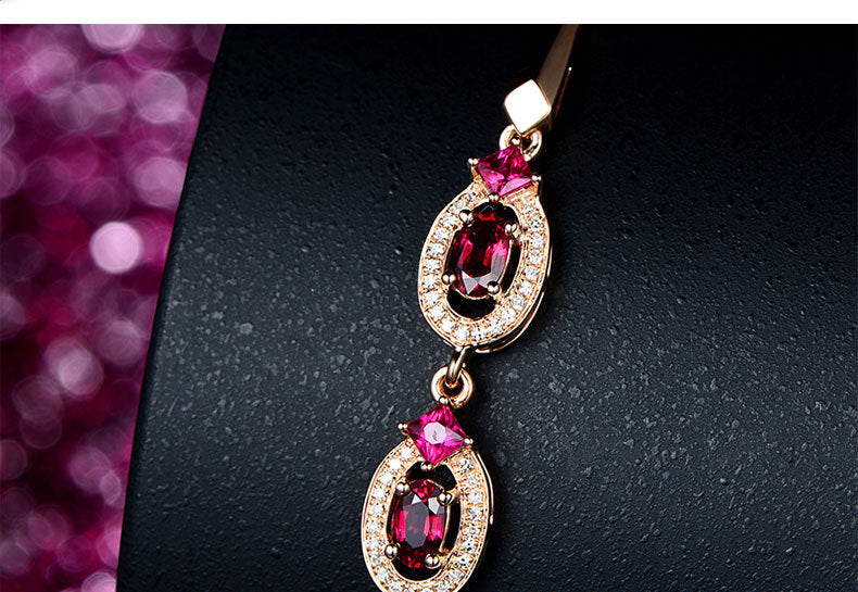 Gold-Plated Bracelet with Red Gemstone Silver Jewelry