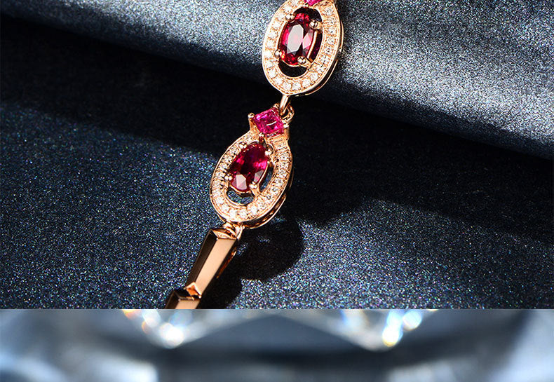 Gold-Plated Bracelet with Red Gemstone Silver Jewelry