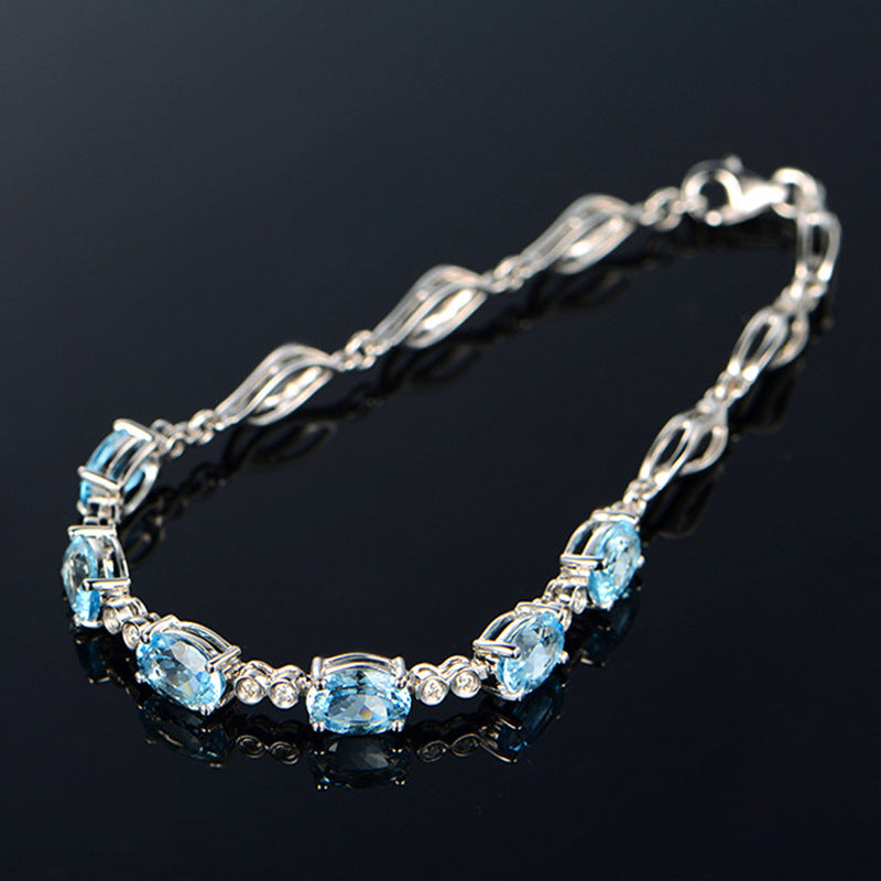 Cross-Border Hot Style Low-Luxury Blue Crystal Bracelet Mori Series Sapphire Bracelet Love Gift For Couples Blue Diamond Bracelet Female