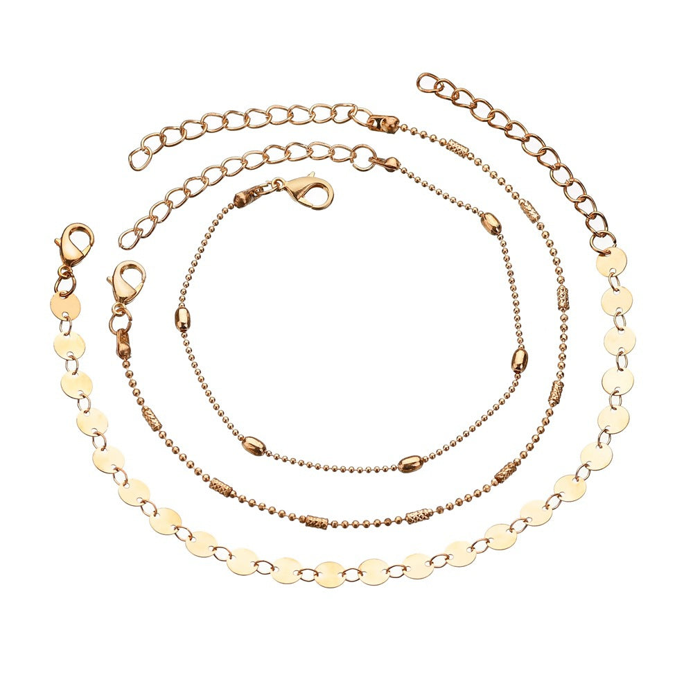 Women's Fashion Anklet Three-Piece Flat Snake