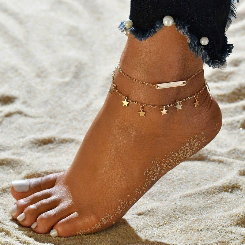 Women's Fashion Anklet Three-Piece Flat Snake