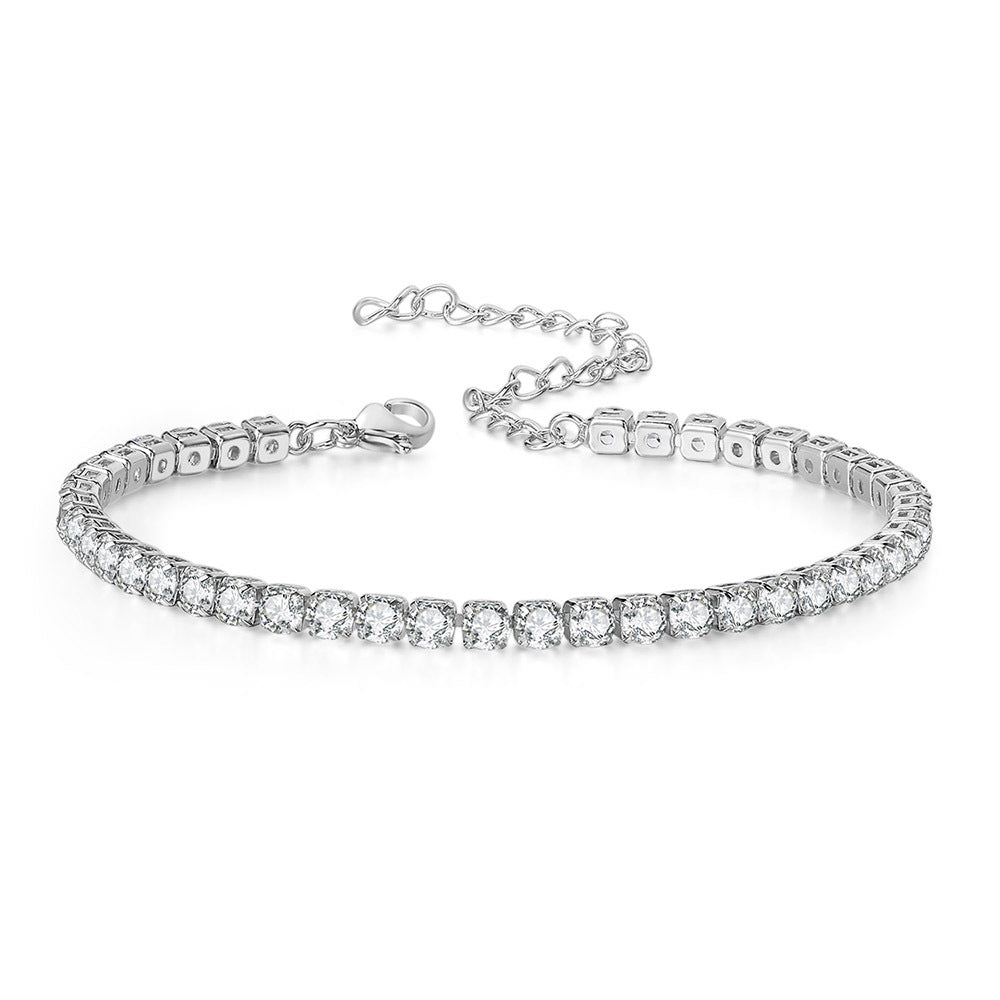 Anklet 4mm Single Row Diamond Plated Real Gold Tennis Chain
