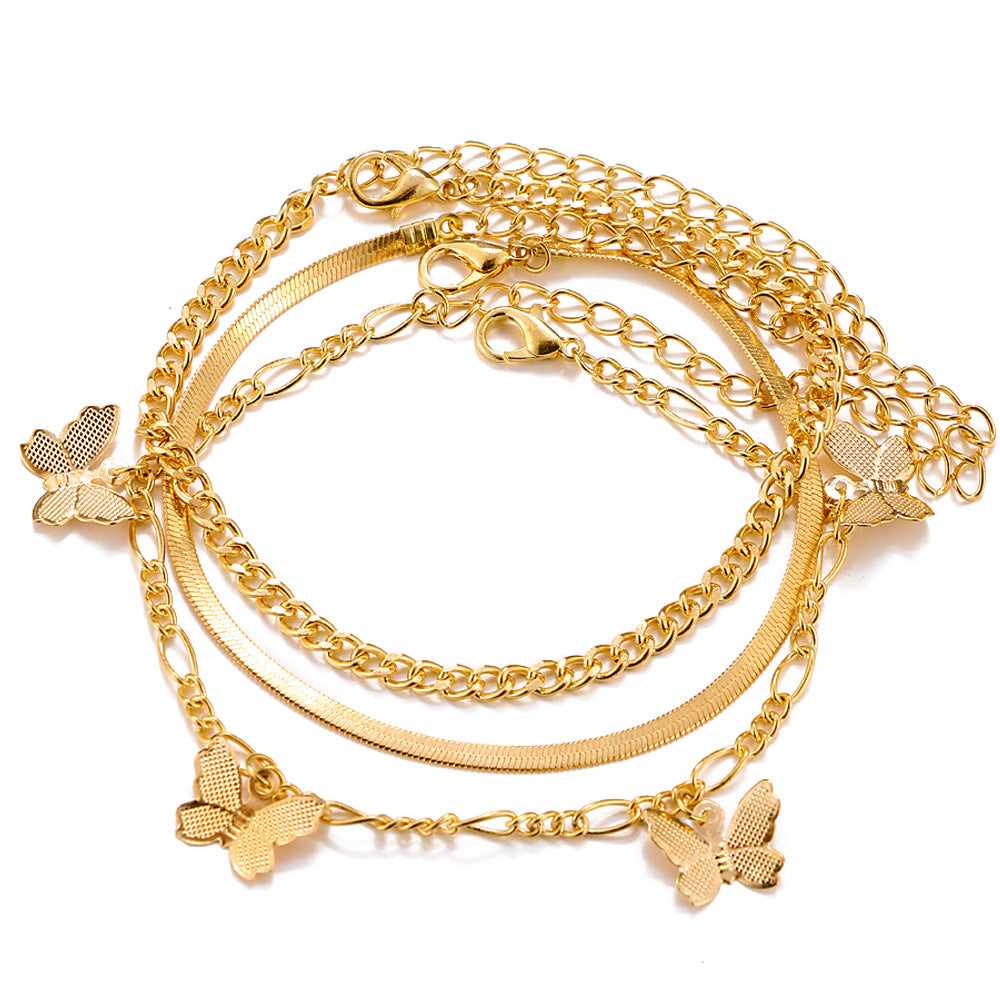 Korean Jewelry World Anklet Crossborder New Product Personality Korean Version Geometric Year Digital Simple Fashion Anklet Foot Jewelry
